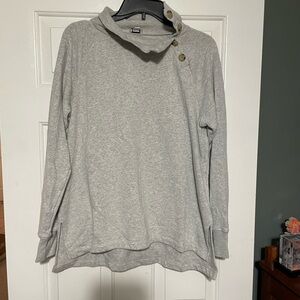 J. Crew Light Gray Cowl Neck Sweater with Button Accents